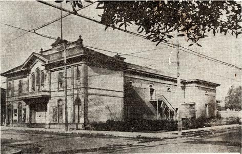 The Community Arts Association was one of the agencies most responsible for Santa Barbara’s recognition of the beauty of its old adobes and before the earthquake used adobes as its branch headquarters. It dreamed of restoring the adobe, frame and brick theater (shown above), built by José Lobero on the corner of Anacapa and Canon Perdido Streets, but when this was found architecturally inadvisable, erected the handsome new Lobero Theater on the site of the old. The following year the earthquake came and the theater still stood, proving the wisdom of the decision. 