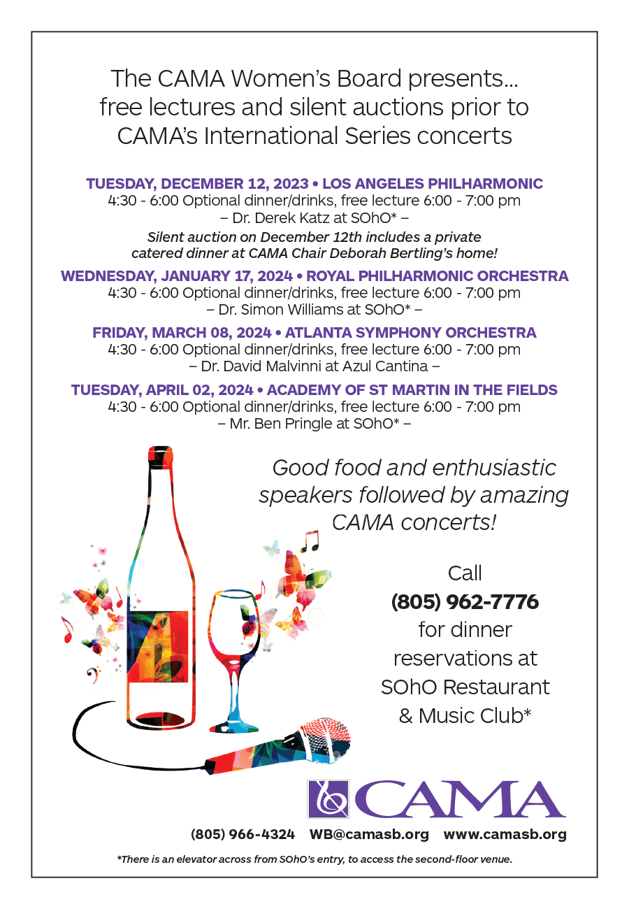 women's board pre-concert lectures flyer